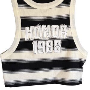 NWT Honor The Gift Black & White Striped Crop Tank Size Large 100% Cotton